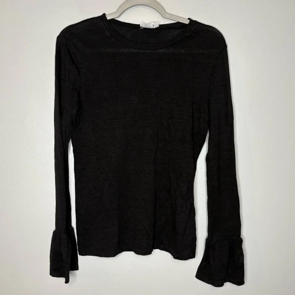 FRAME Ruffle Cuff Linen Top - Picture 6 of 8